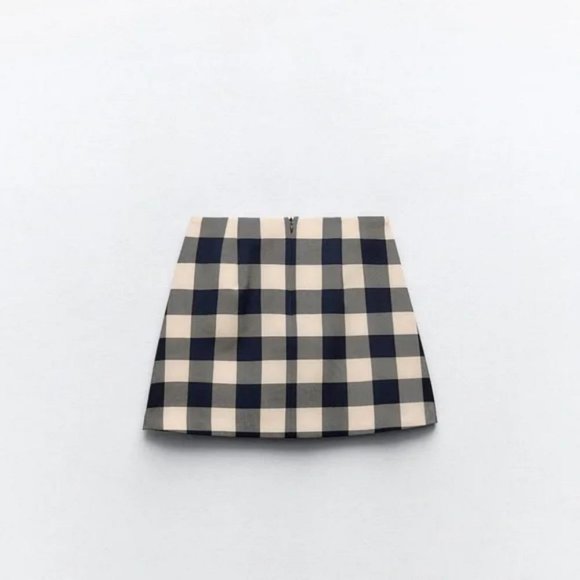 ZARA GINGHAM MINI SKIRT - Picture 4 of 6